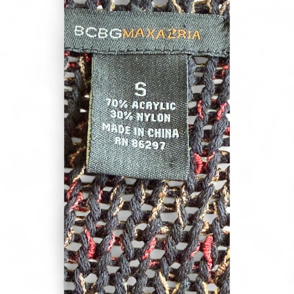 BCBGMaxAzria Button Front V-Neck Cardigan Marled Black Red Gold  Casual Chic - Picture 8 of 10